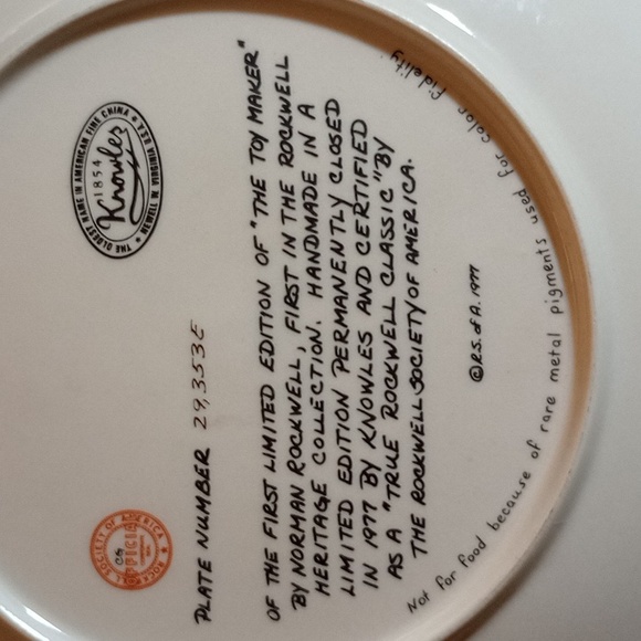 Norman Rockwell Collector Plate "The Toy Maker" - Picture 3 of 3